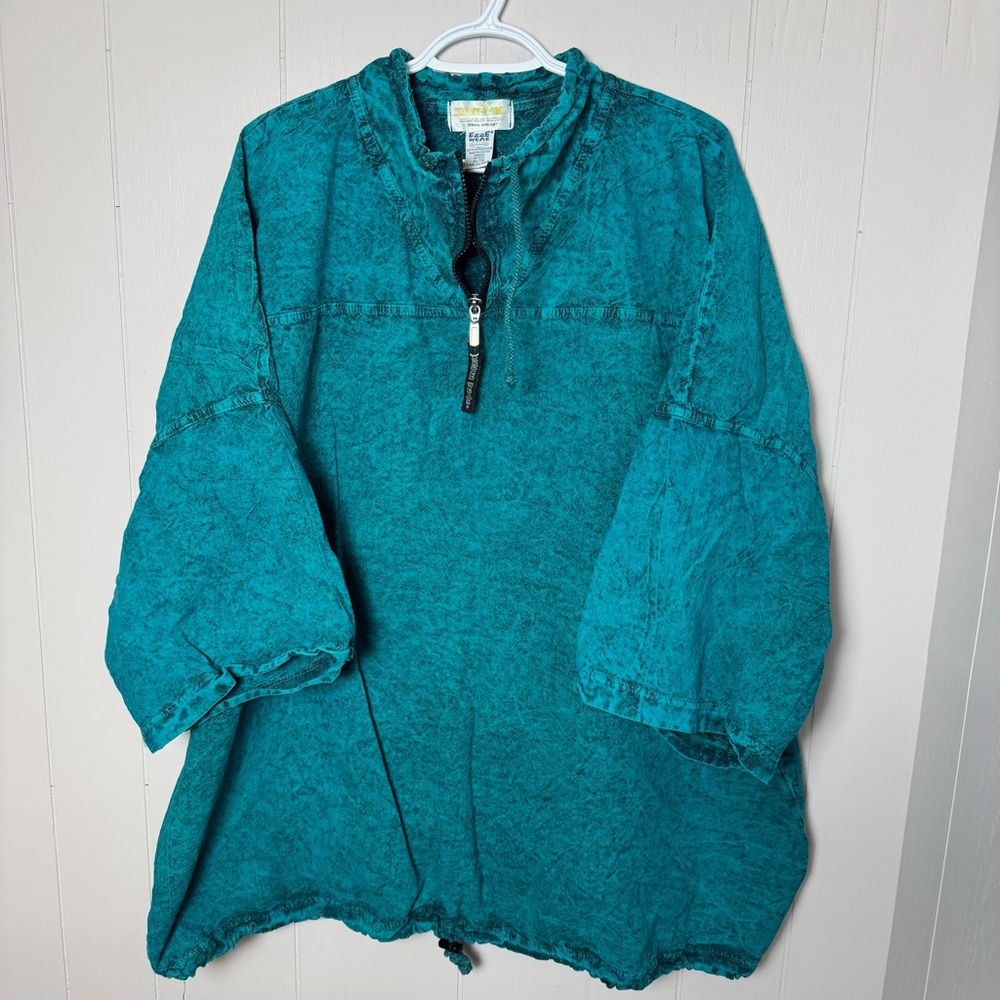 EZZE WEAR Women's Unisex Top VINTAGE 90s Honey-Komb Oversized GREEN Size XLARGE